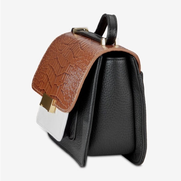 Gigi New York Abigail Leather Crossbody Bag Croc Embossed Black Brown White Gold - Picture 6 of 10